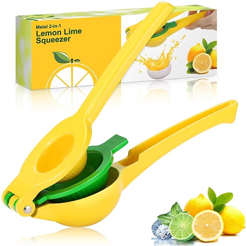Lemon Squeezer Manual, Heavy Duty, 2-In-1 Premium Quality Metal Lemon Orange Lime Citrus Hand Press Juicer, Safe Faster and Effective Fruits Juicing, Robust Design, Easy to Clean
