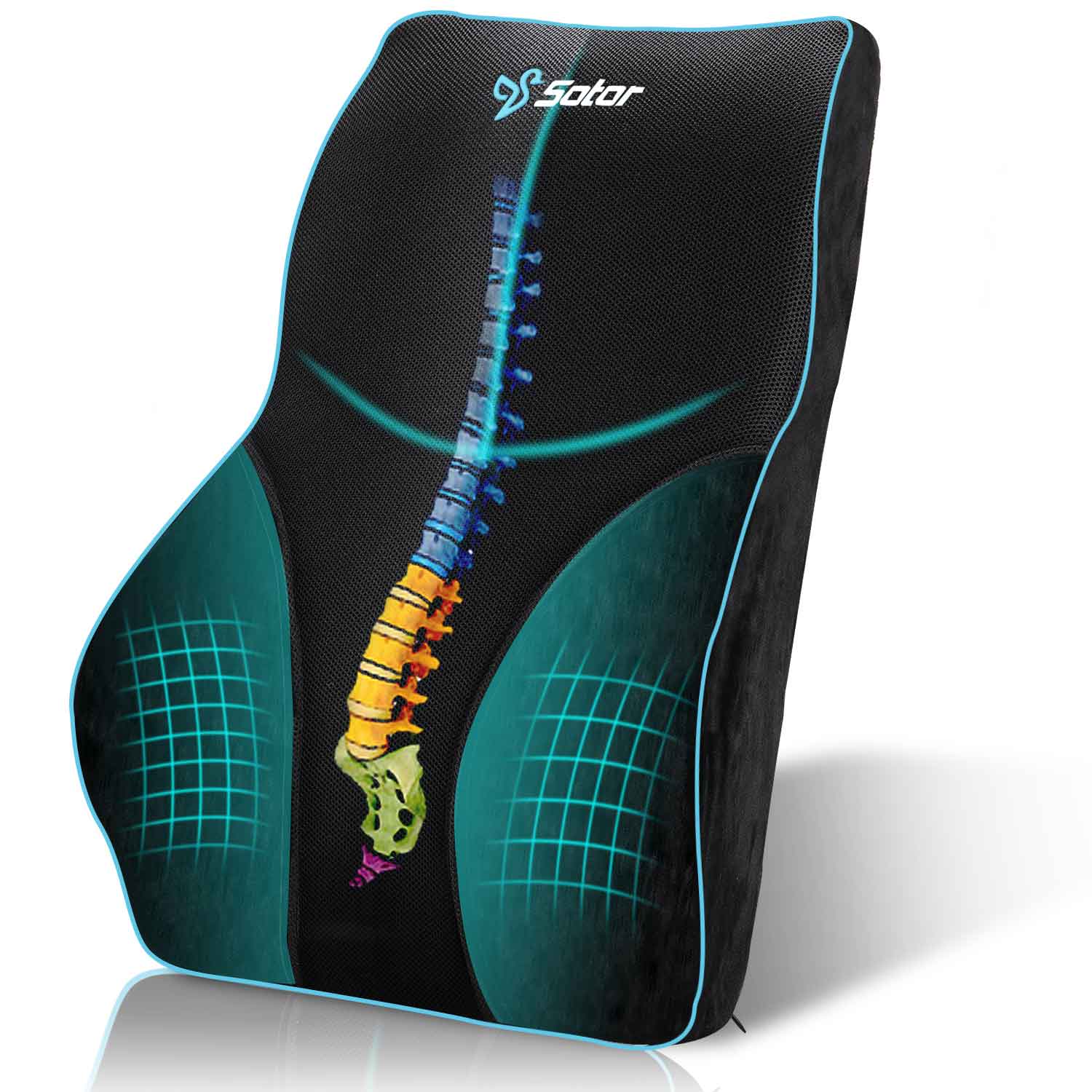Sotor Coussin Lombaire Bureau, Coussin de Soutien du dos en Mousse à Mémoire de Forme Support Lombaire pour Chaise Bureau, Voiture,Siège d'Auto