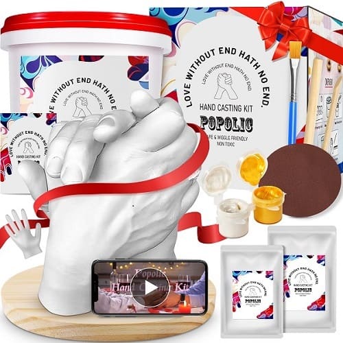 Popolic Kit de Moulage - Famille&Ami - Mariages, Anniversaires, Décoration Kit de Moulage Main Couple - Cadeaux Créatifs de Sculpture en Plâtre pour Hommes et Femmes